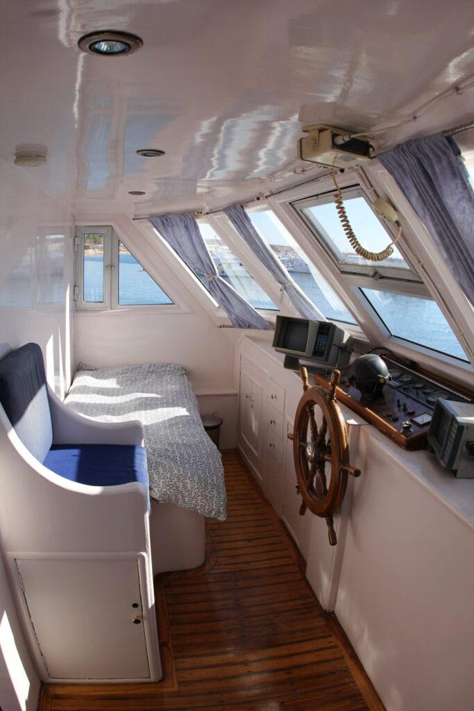 View of the bridge room on board Dive Runner boat